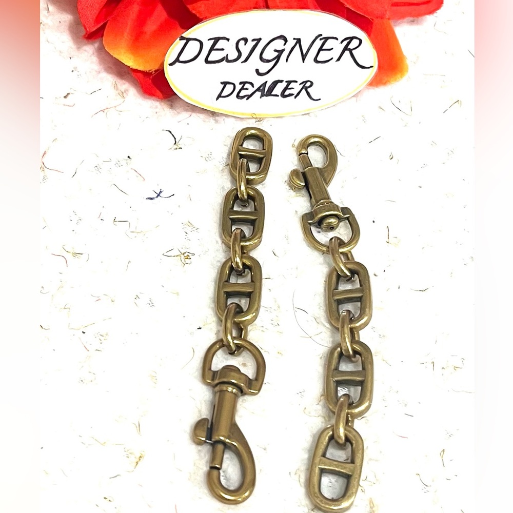 Purse 2 Chain Extender Straps Unbranded Brass Tone New Great For Coach Bag